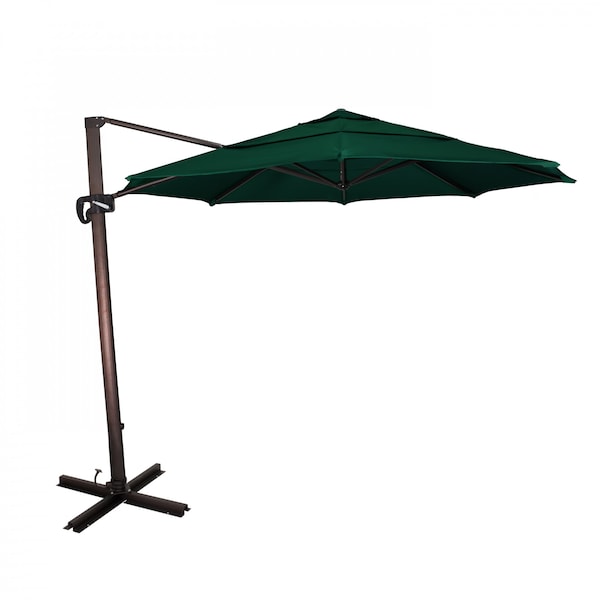 California Umbrella 11' Bronze Aluminum Cantilever Patio Umbrella, Sunbrella Forest Green 194061337851 - main
